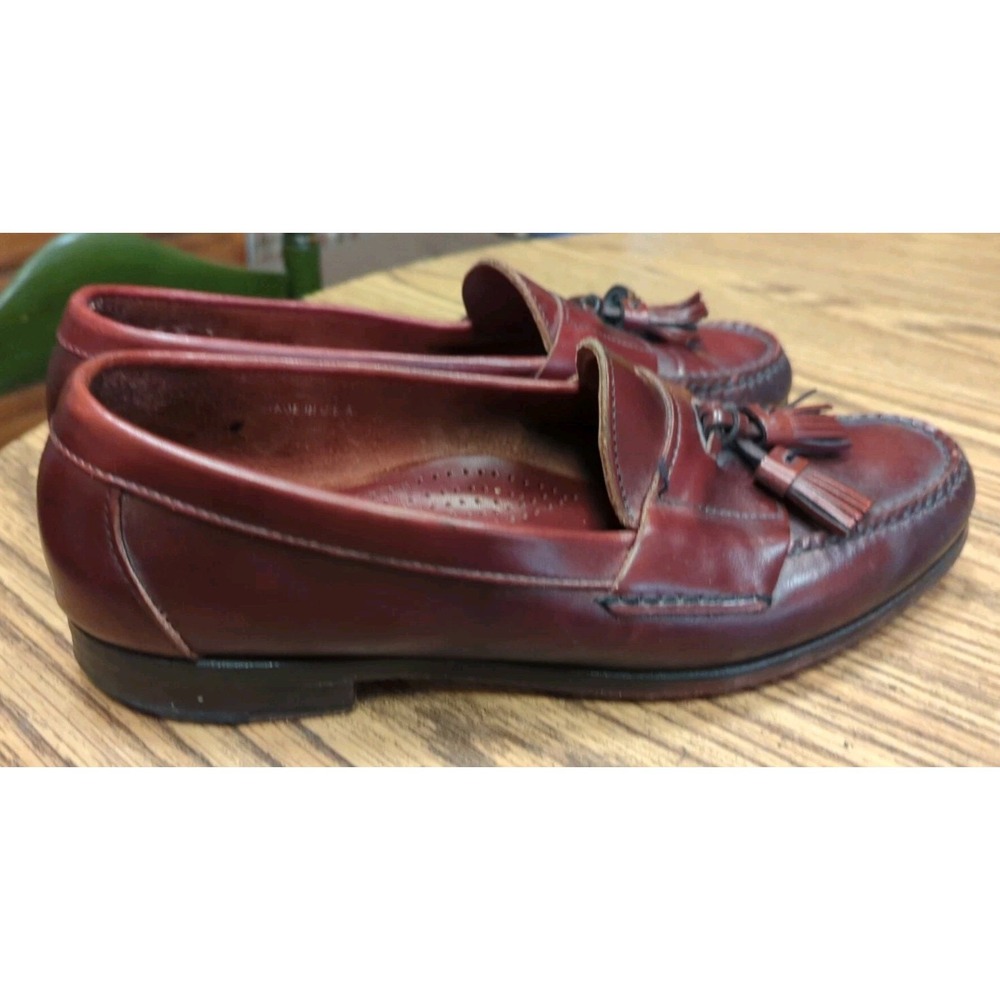 Men's Land's End Burgundy/Brown Leather Lined Tassel Loafers Size 9.5 M - Picture 6 of 10